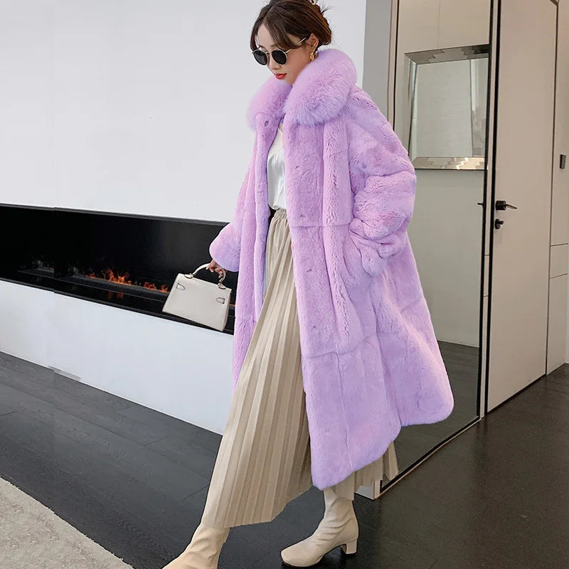 5XL Oversized Autumn Winter Faux Fur Coat Women Loose Long Plush Jackets Thick Warm OverCoat Female Large Fur Collar Parka 2023