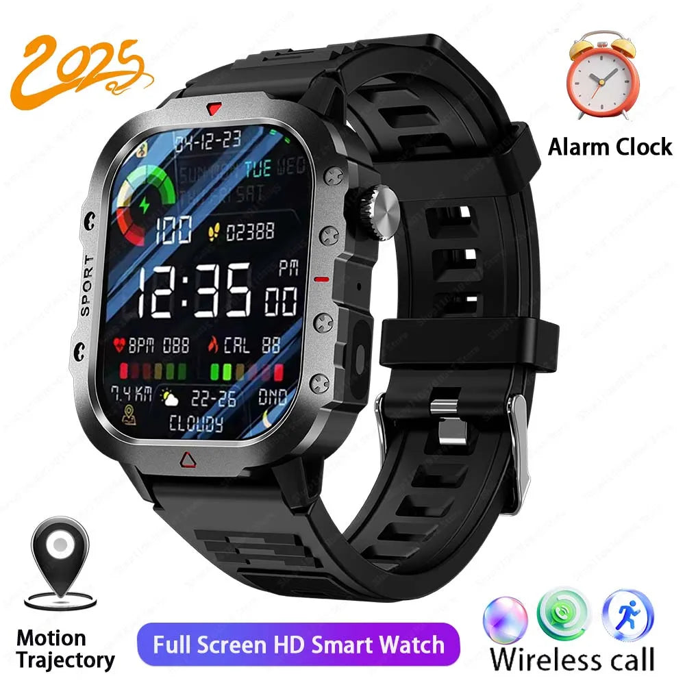 2025 New Military Smart Watch Men Outdoor  2.01" Al Voice Bluetooth Call Smartwatch Surprise Gift Outdoors For Android& IOS Male