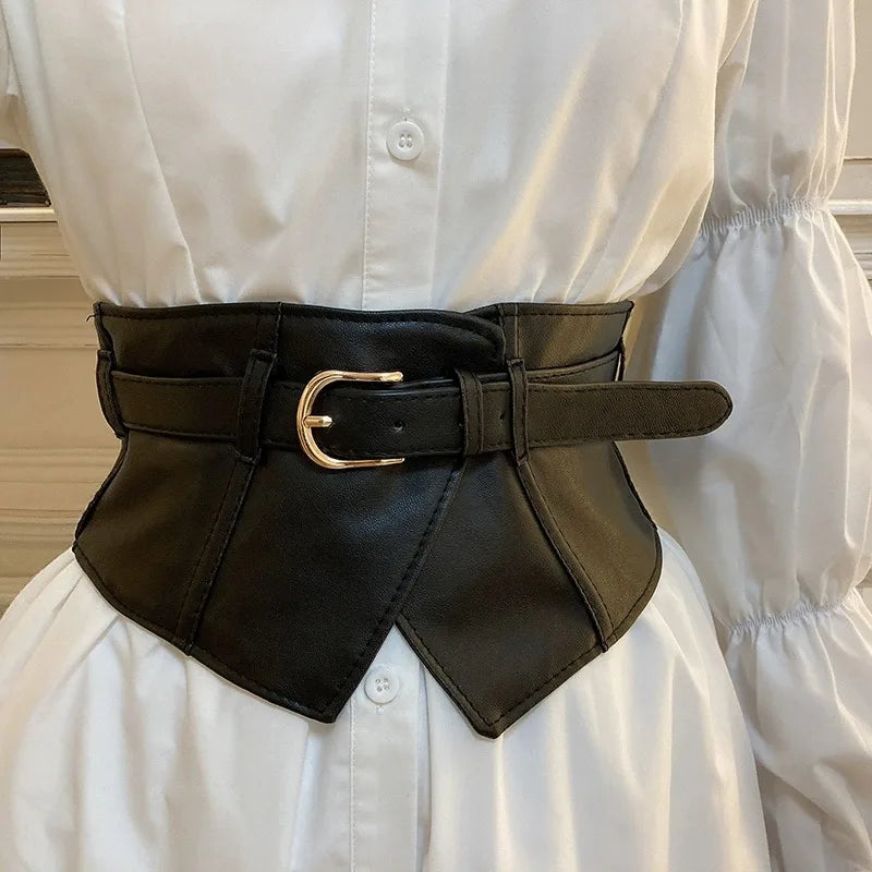Belt women fashion with dress overcoat design elastic elastic elastic belt black niche with wide version of the belt - Kimlud
