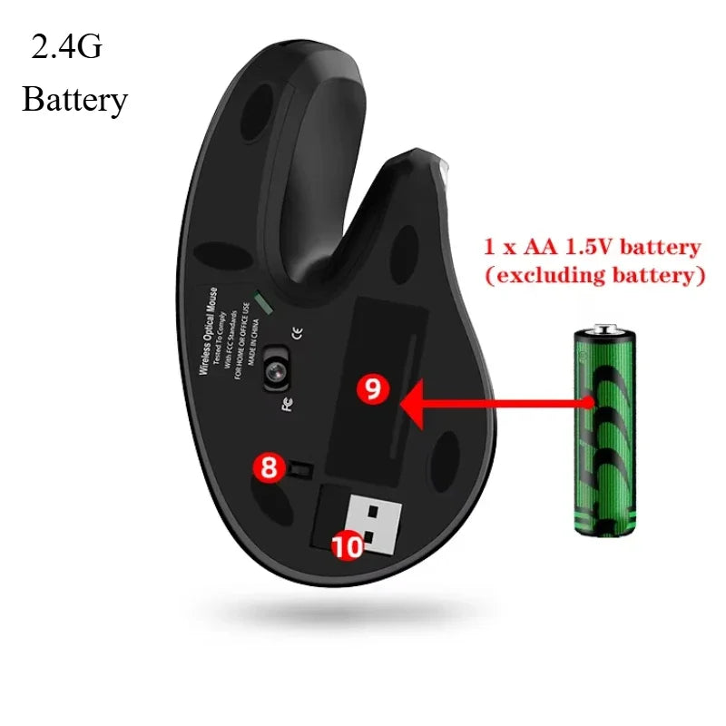 2.4GHz Wireless Ergonomic Mouse for Laptop PC Macbook Desktop Cellphone 2.4G Vertical Optical Silent Wired Adjustable DPI Mice