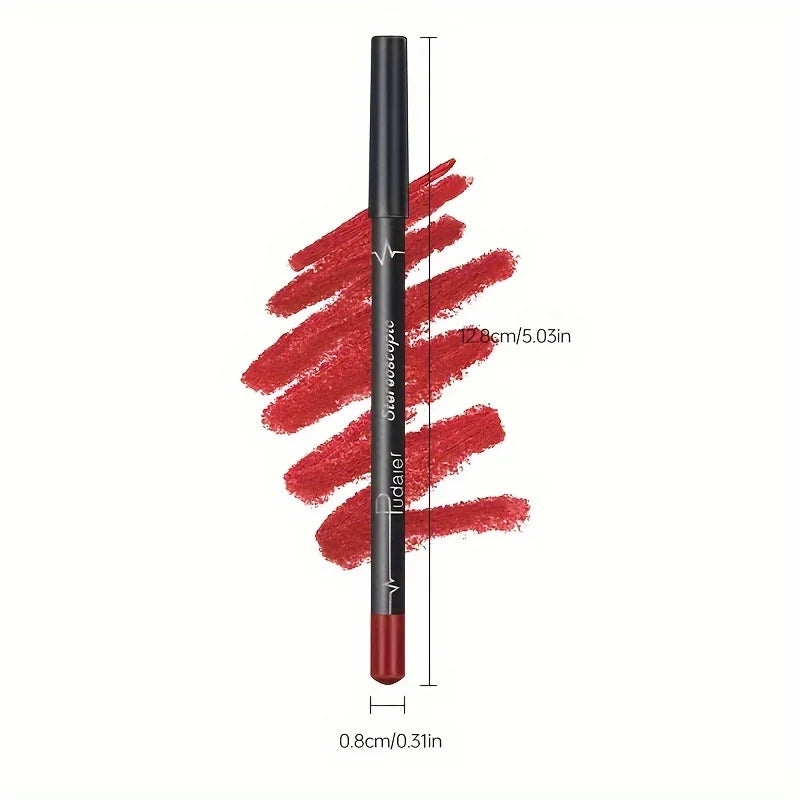 Waterproof Matte Lipliner Pencil Red Contour Tint Lipstick Long Lasting Non-stick Cup Moisturising Lips Makeup 12 Colors