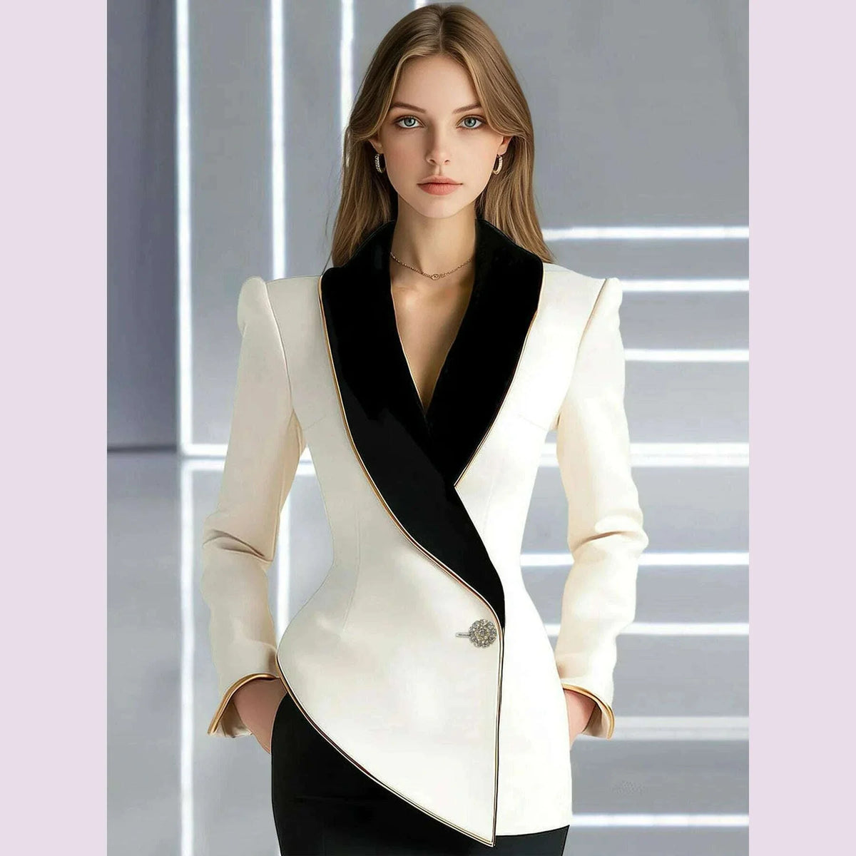 Fall Women’s Jacket Outerwear 2025 Spring Elegant Lapels Long Sleeves Single Button Slim Asymmetrical Ladies Clothing Tops