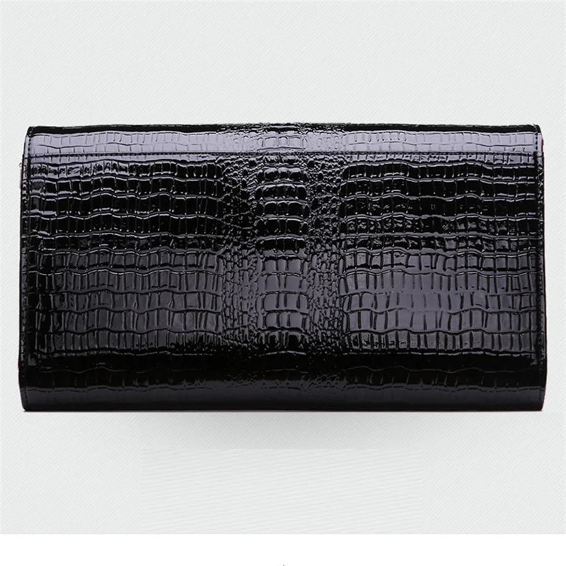 Alligator Pattern Women Cow Leather Clutch Bag Patchwork Crocodile Ladies Cowhide Shoulder or Crossbody Bags | Kimlud...