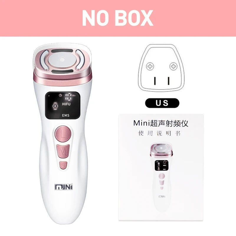 New Mini HIFU Ultrasonic Machine EMS Microcorriente Facial Lifting Firming Skin Care Anti Wrinkle Massager