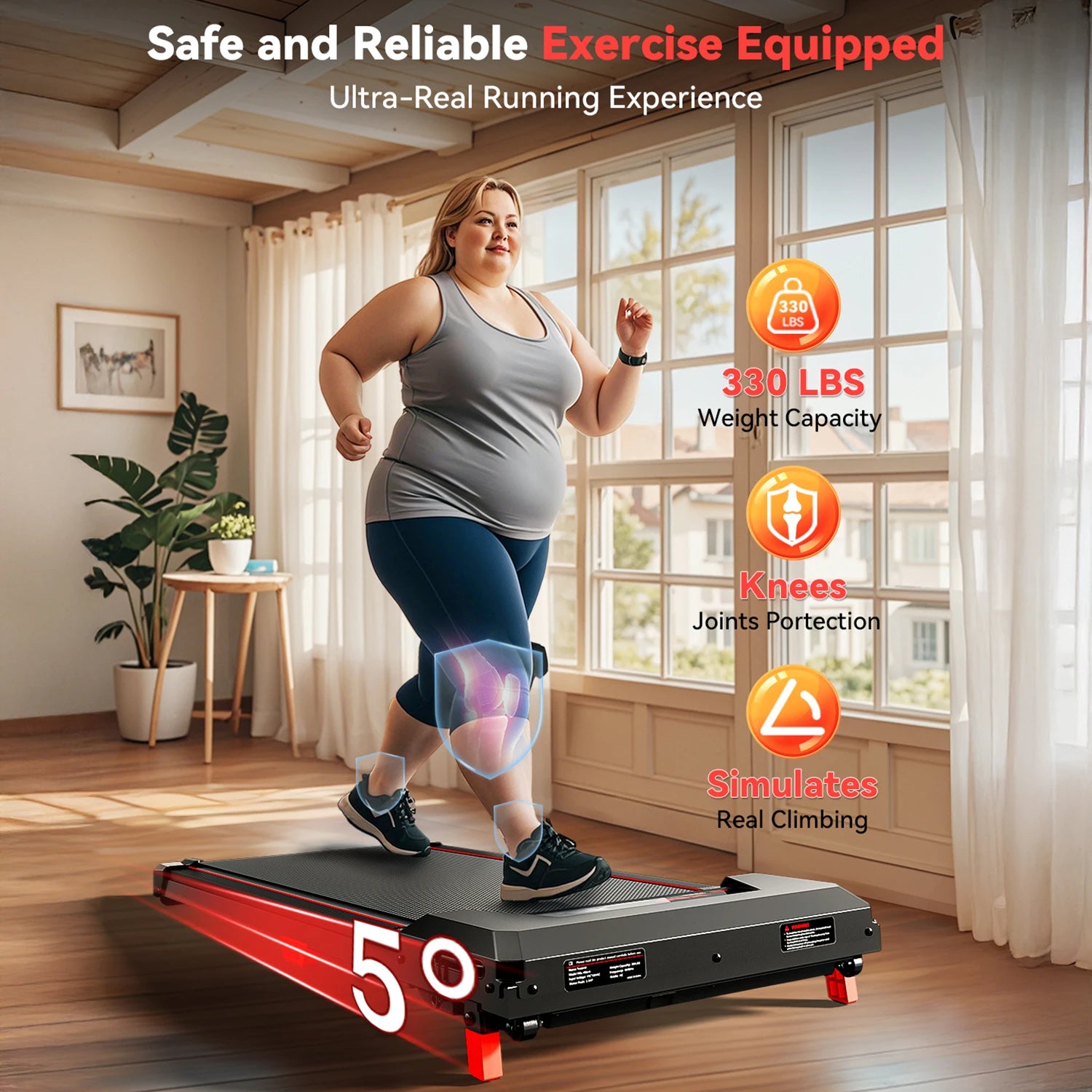 XBD Portable Incline Walking Pad - 330lb Capacity, 2.5HP Under Desk Treadmill with LED Display & Remote Control | Kimlud...