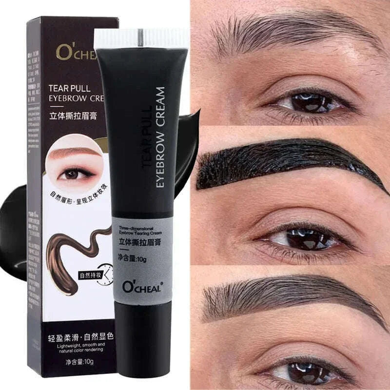 Tearing Eyebrow Gel Makeup Semi-Permanent Waterproof Long Lasting Tattoo Tint Sweatproof Peel Off Dye Eyebrow Cream Cosmetics