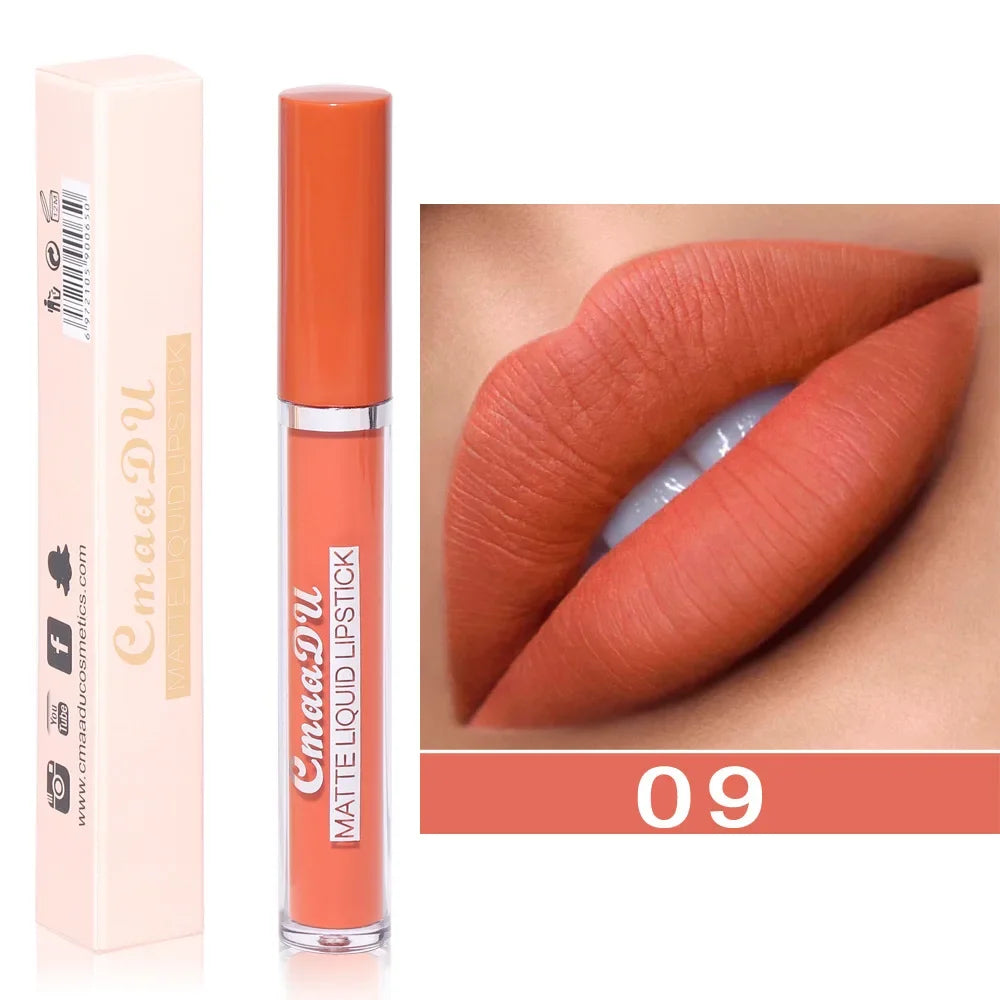Nude Velvet Matte Lipstick Long Lasting Waterproof Rendering Non-stick Cup Makeup Lip Glaze Lips Liner Pencil Woman Cosmetics
