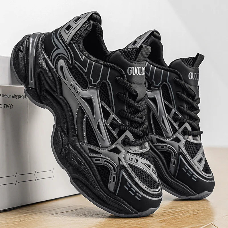 Men's Spring and Summer New Mesh Breathable Versatile Casual Sports Fashion Fried Street Thick-soled Heightening Dad Shoes