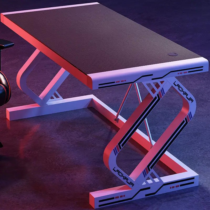 Carbon Fiber Gaming Desk Computer Desk with Tempered Glass Top & Reinforced Steel Frame Modern Gamer Desk Home Office Furniture