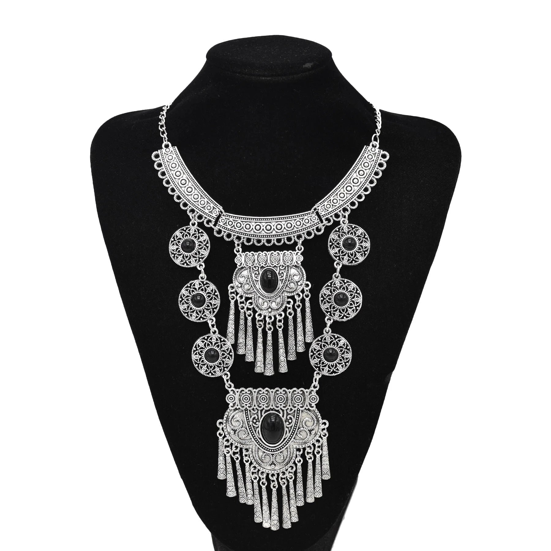 Gypsy Boehmian Hippie Collar Necklaces for Women Big Chunky Tibetan Silver Metal Necklace Festival Turkish Party Jewelry...