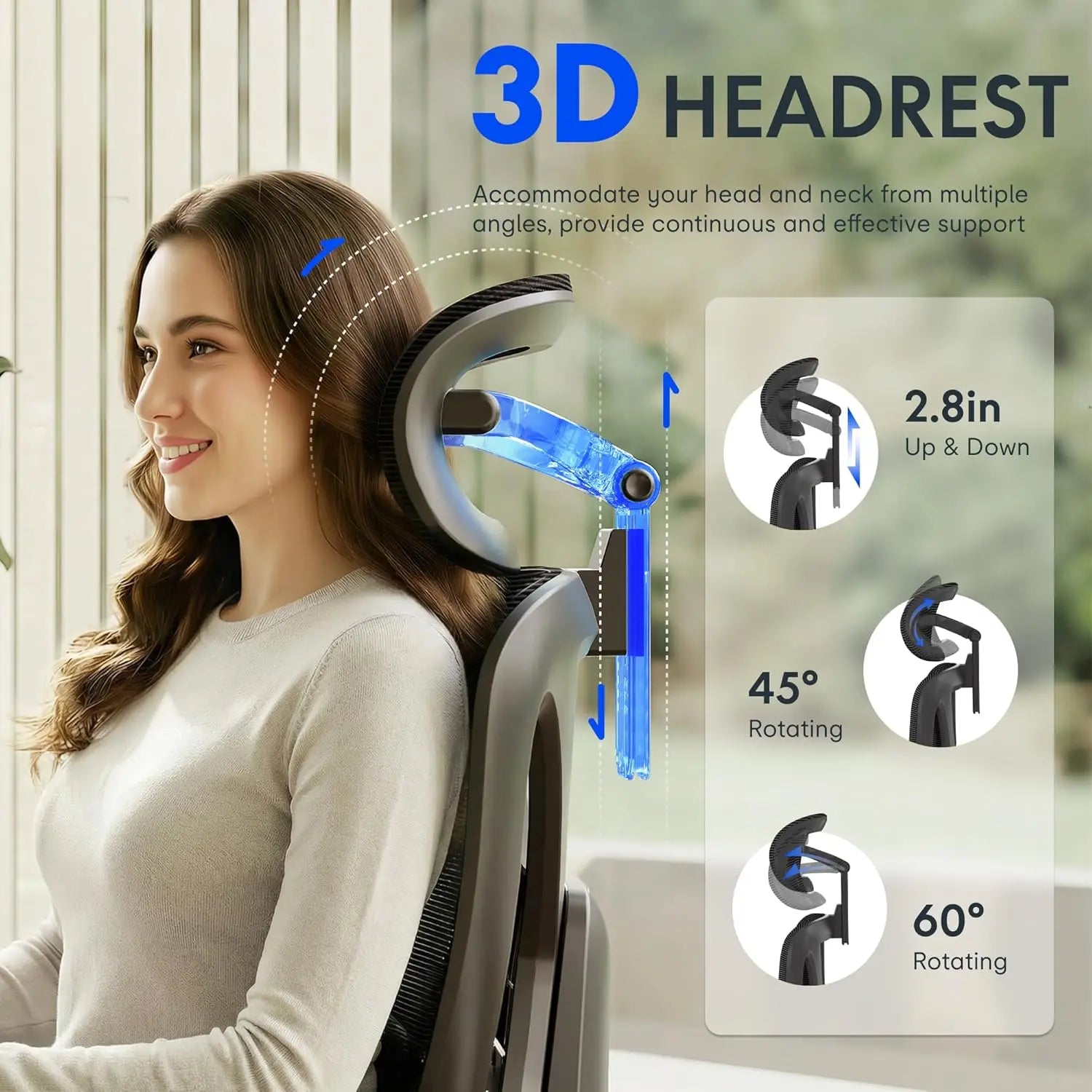 Premium Ergonomic Office Chair With Footrest- Adjustable 3D Armrests, Dynamic Lumbar Support, Recline & Tilt, Customized...