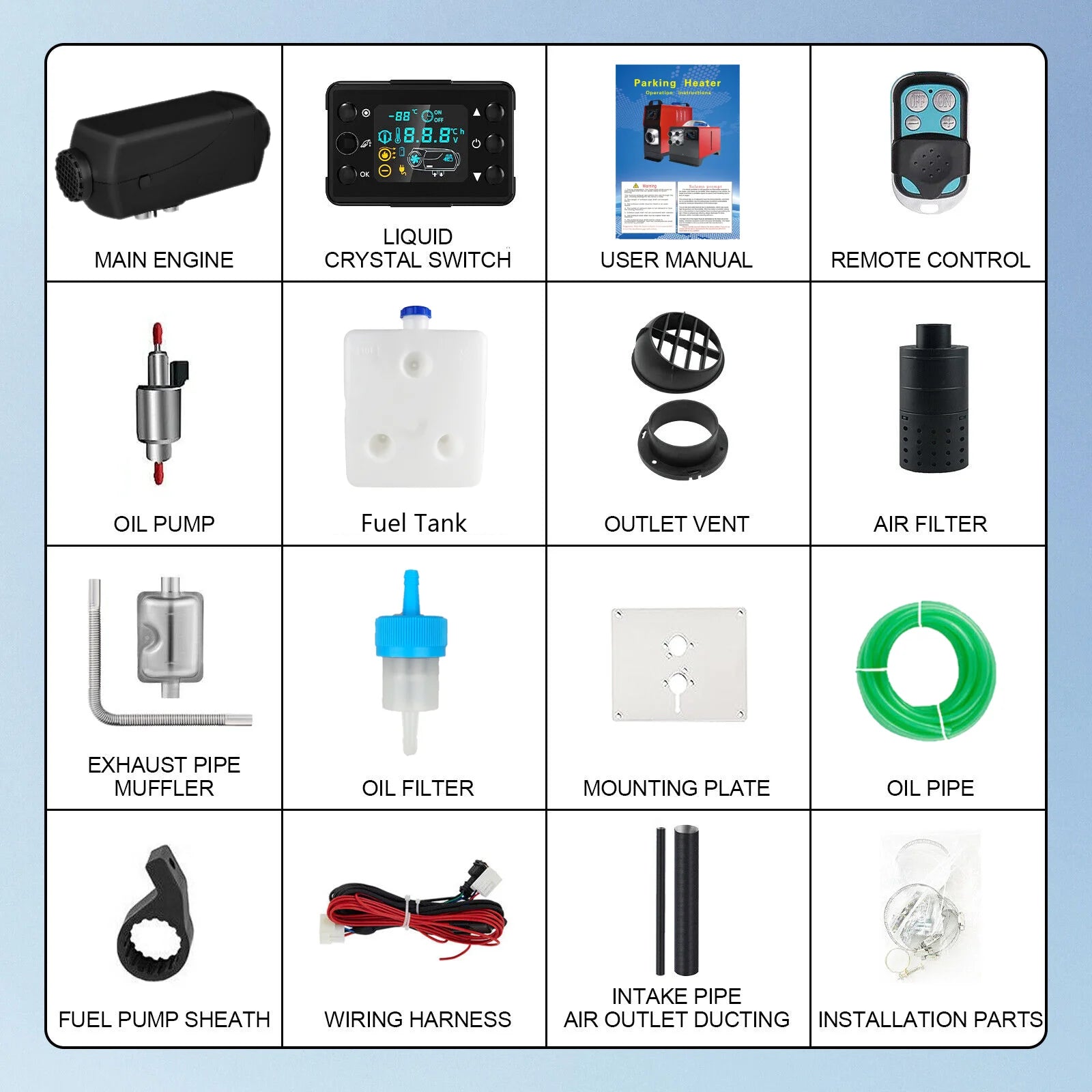 12V/24V Car Heater 2KW/5KW/8KW Diesel Air Heater 6-Buttons LCD Thermostat Parking Heater Fast Heating For Truck Camper Van