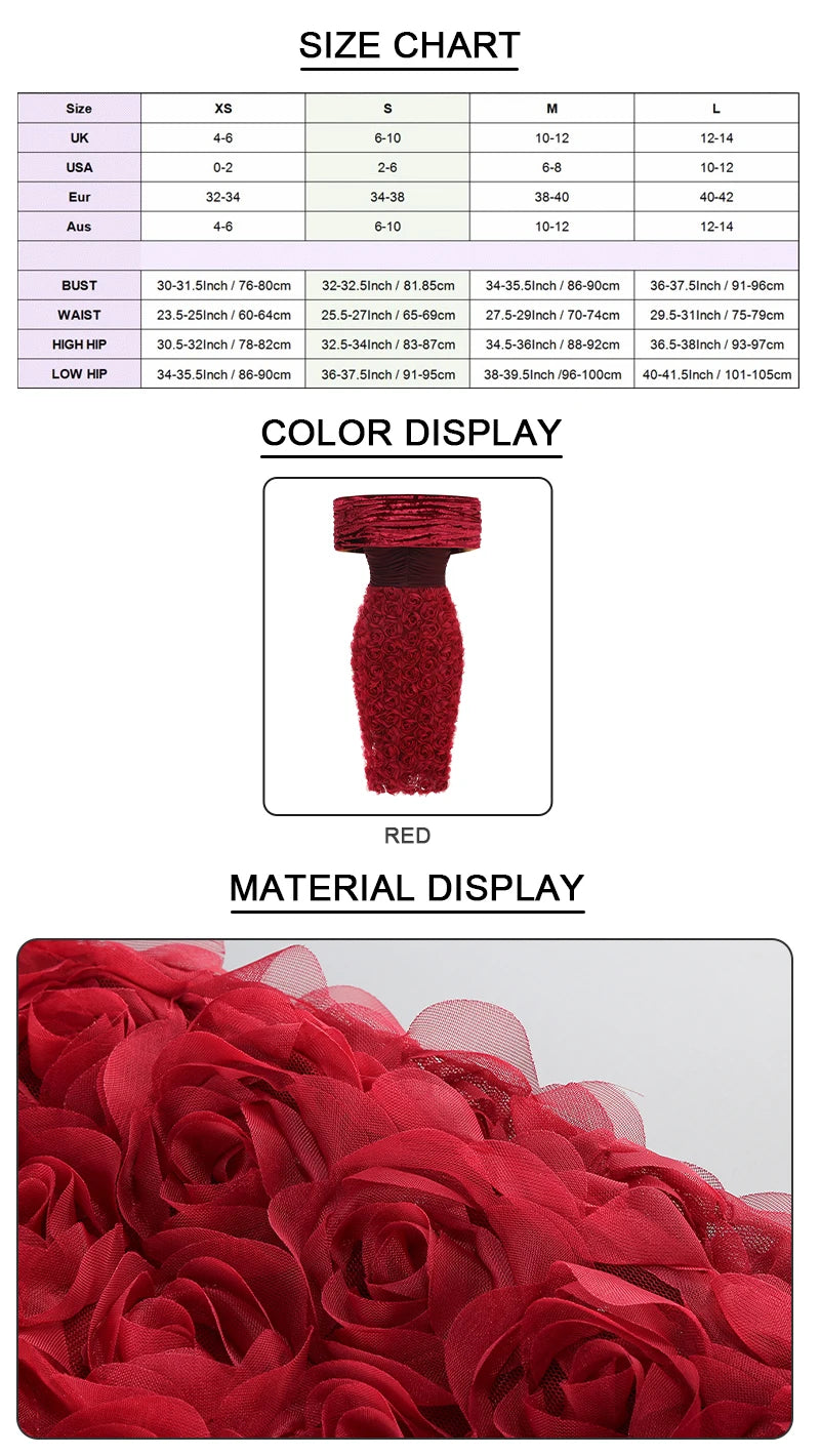 VC Red Off The Shoulder Midi Dress Flower Patchwork Mesh Slash Neck Velvet Bodycon Prom Celebrity Cocktail Party Wear Vestidos