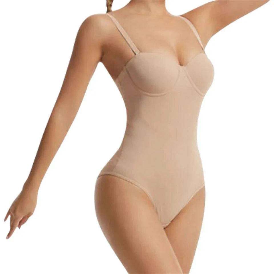 Wechery Women's Bodysuit Slimming Body Shaper Tummy Control Shapewear Detachable Shoulder Strap Female Underwear