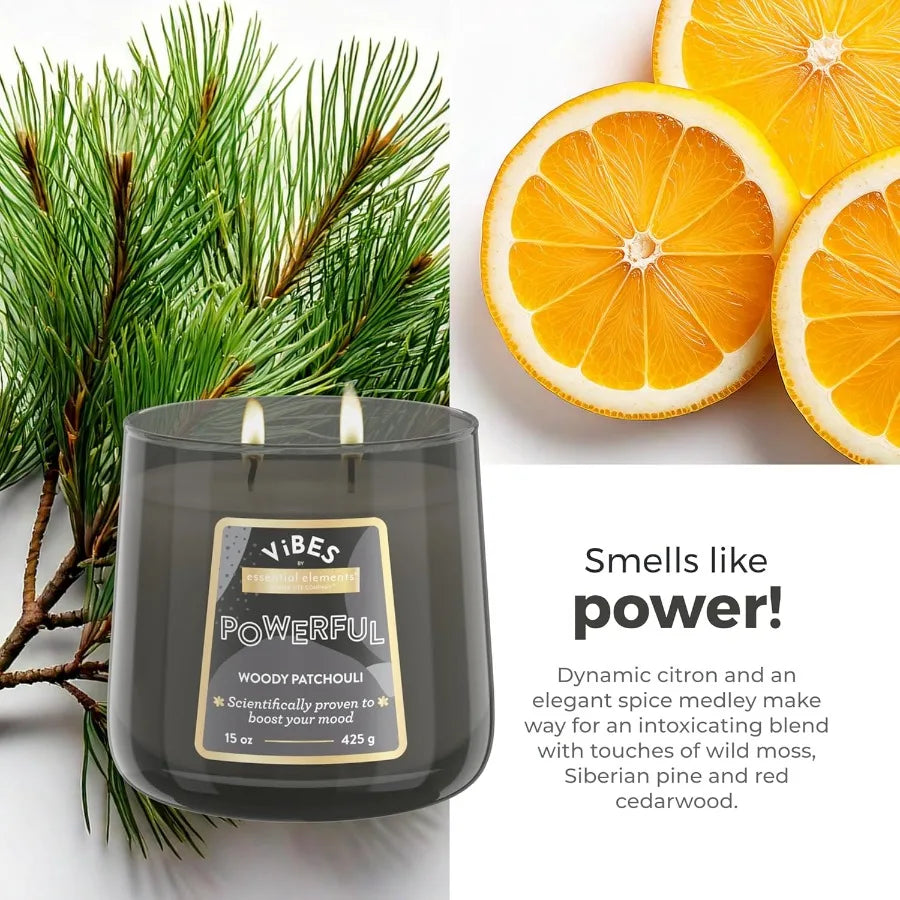 CandleLite Vibes Woody Patchouli MoodEnhancing Scented Candles 15 oz Jar for Home Ambiance Aromatherapy Relaxation HandPoured i