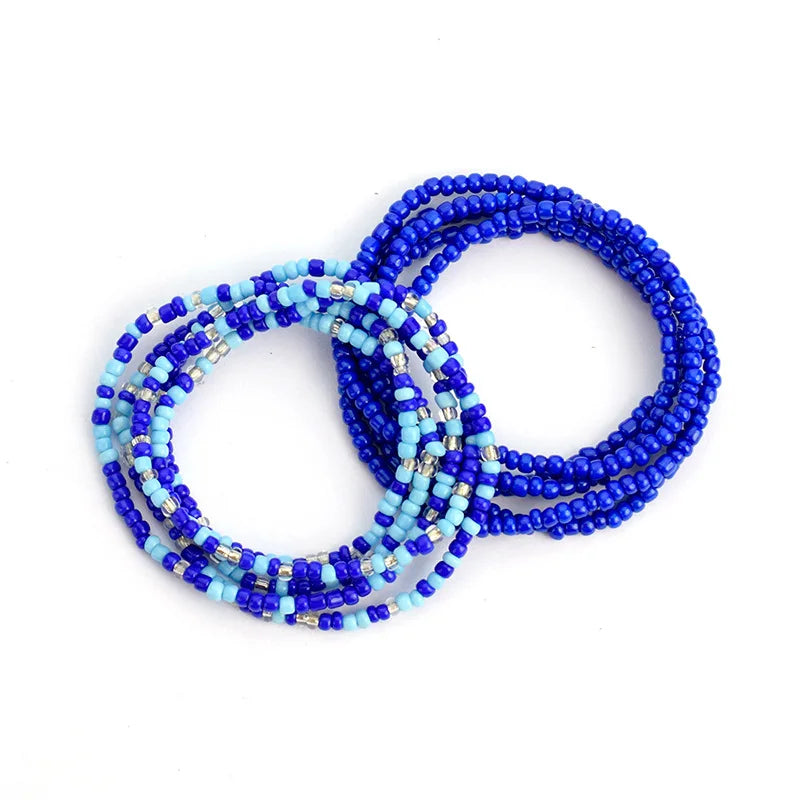 2 Pcs Sexy Summer Waist Bead Chains African Belly Beads Colorful Beach Bikini Body Belly Chain Elastic Jewelry for Women Girls - Kimlud