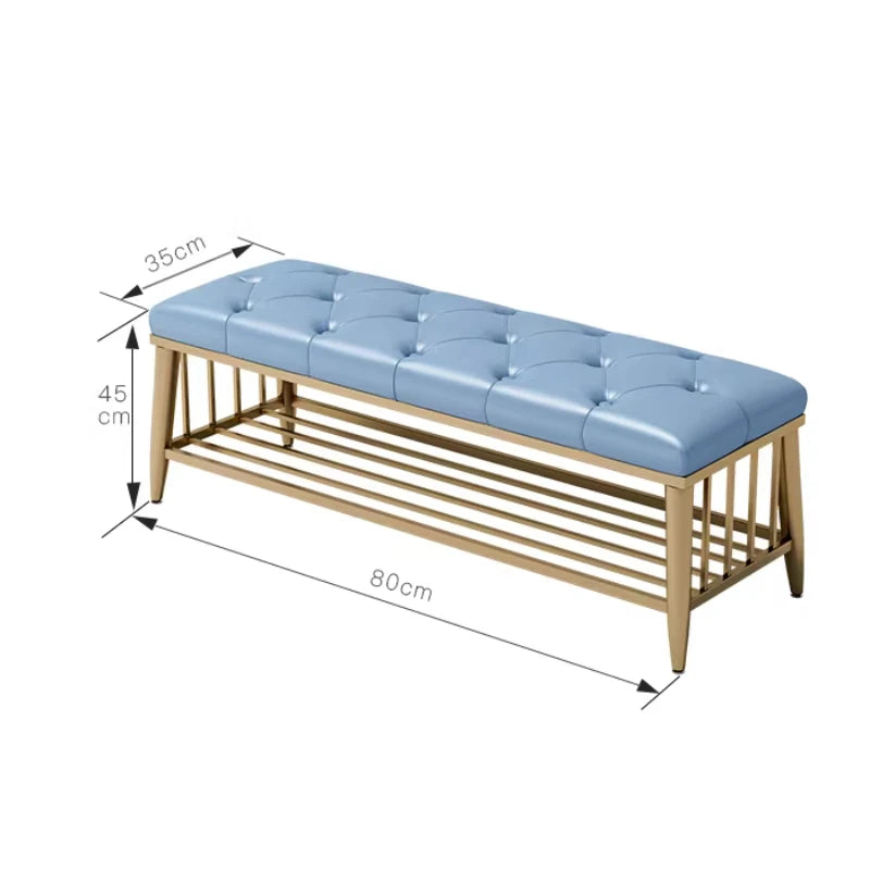 Modern Entryway Metal Shoe Cabinet Luxury Living Room Sofa Stool with Cushion Scandinavian Changing Stool Home Hall Furniture - Kimlud