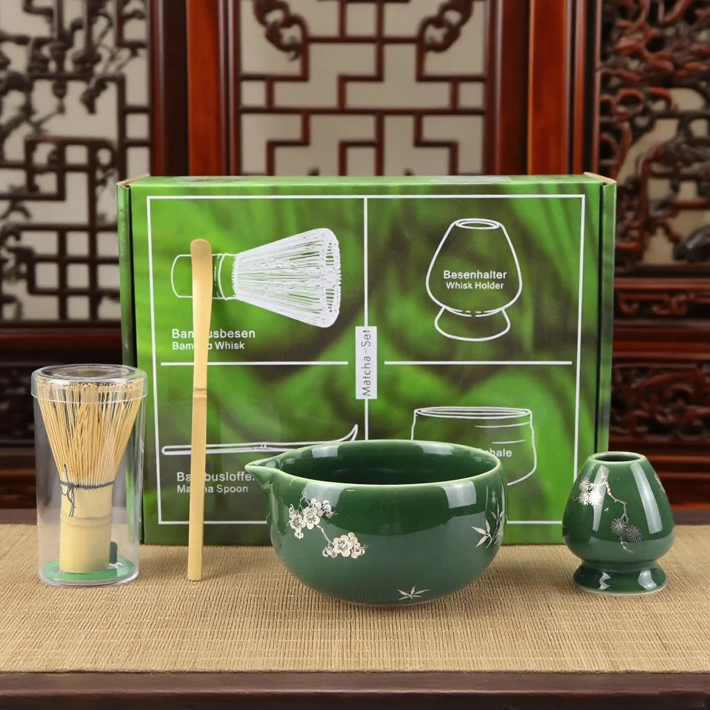 2pc/4pcs/5pcs Matcha Whisk Set - Matcha Bowl and Bamboo Matcha Whisk, Tea Strainer, Scoop, Spoon, Sifter, Whisk Holder