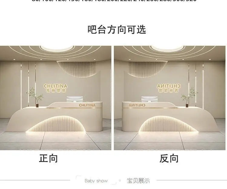 Welcome Service Reception Desks Sales Office White Front Reception Desk Cash Register Salon Recepciones Para Negocio Furniture - Kimlud