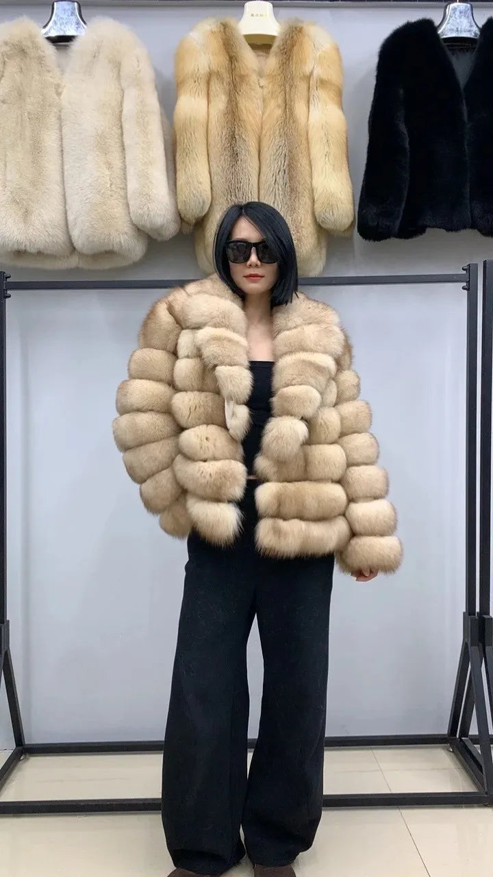 Winter High-End Young Women's Fox Fur Coat Colorful Sable Genuine Finland Imported Jacket 2025 Style for Fashionable Ladies