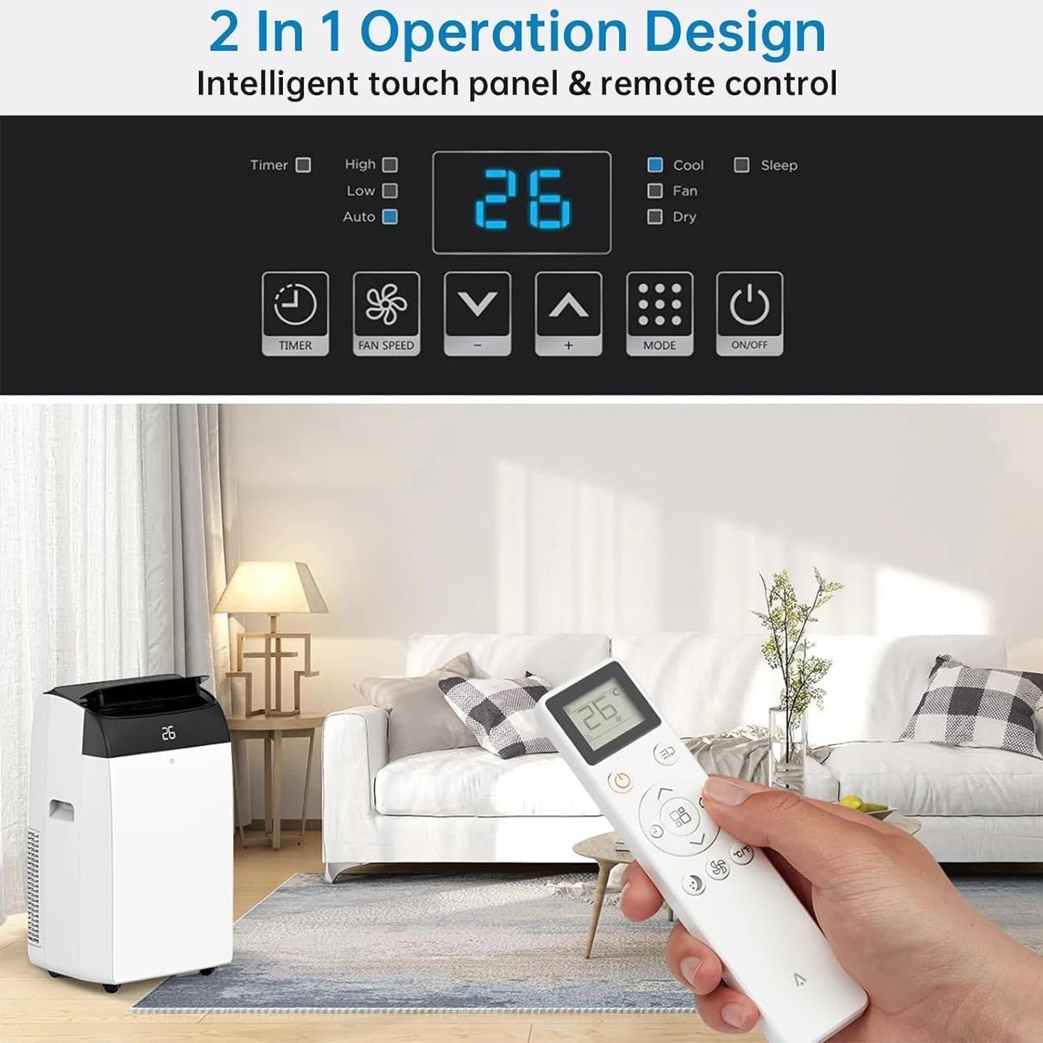 10000 BTU Portable Air Conditioner, 4-in-1 Cooling Dehumidifier Fan Timer, Ultra Quiet, With Exhaust Hose & Window Kit |...