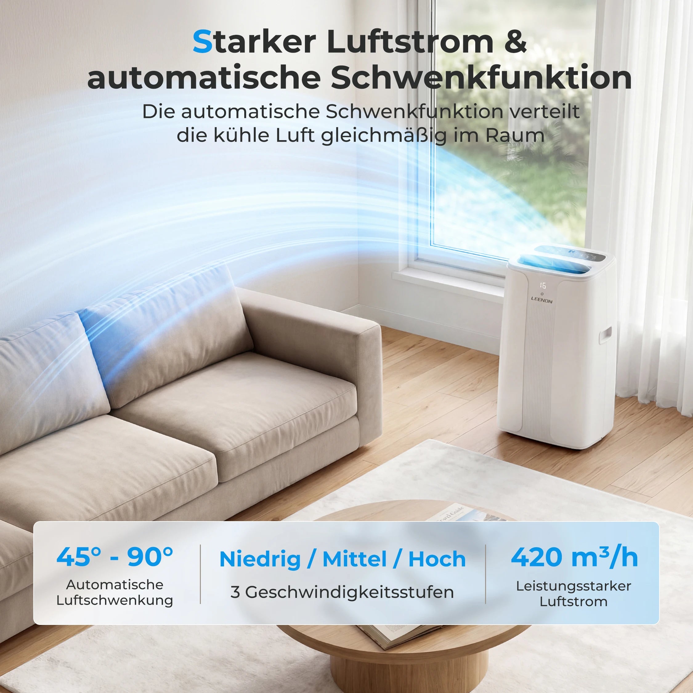 14000 BTU Mobile Air Conditioner (4.5 kW), Cooling & Ventilating & Dehumidifying, Room Size up to 100 m³ | Kimlud Luxury...