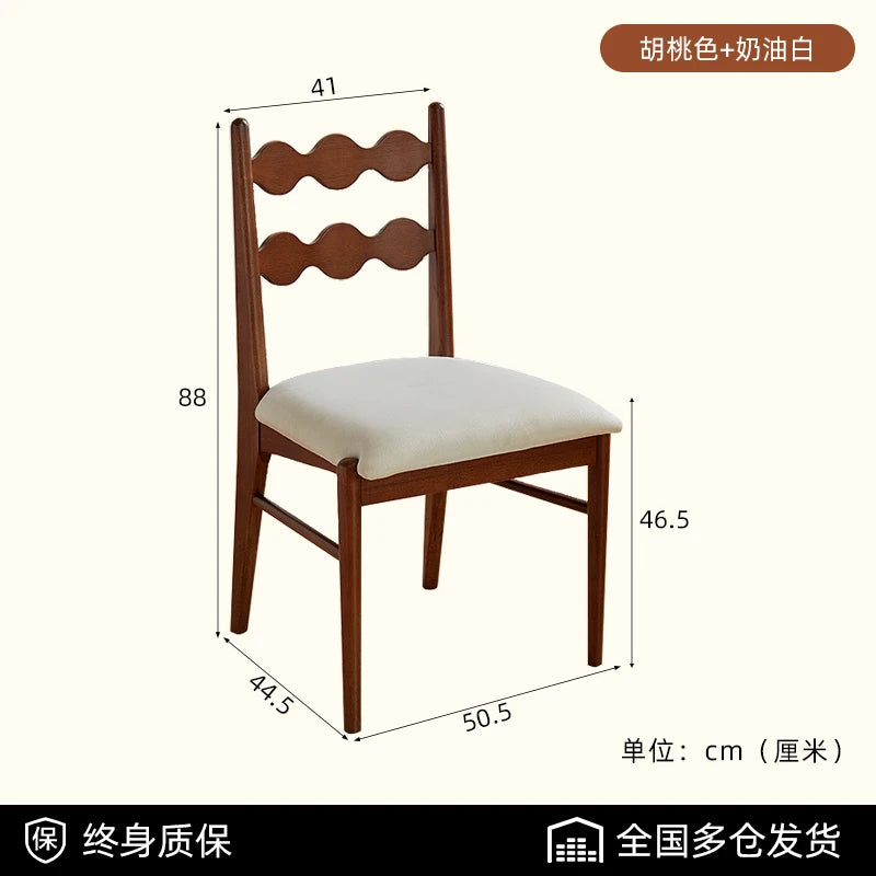 Solid Wood Dining Chair Household French Makeup Soft Bag Armrest Chair Light Luxury Balcony Backrest Silla Comedor Furniture - Kimlud