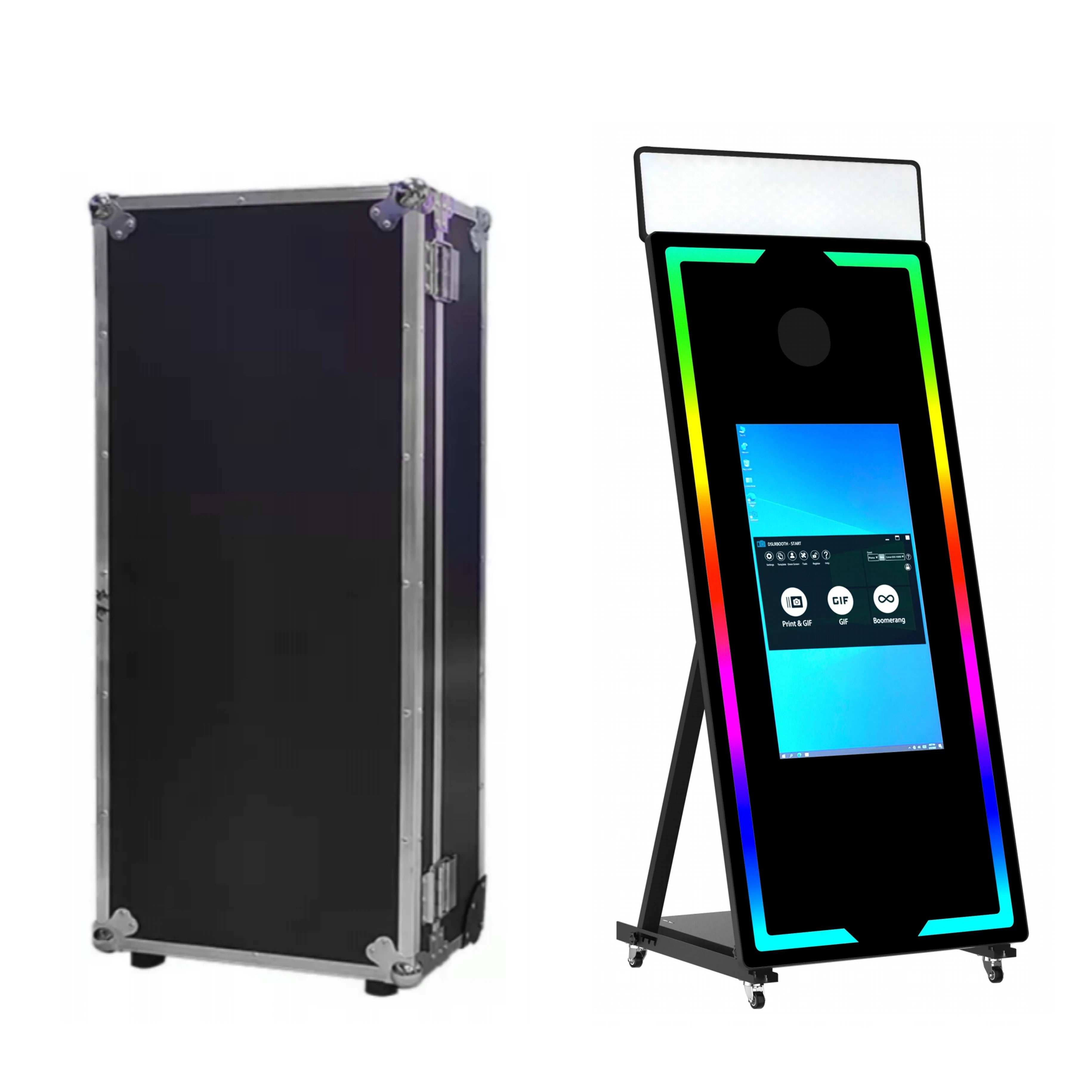 with RGB Touch Screen DSLR Photobooth Portable 32 inch 65 inch Mirror magic Selfie Photo Booth Machine For Wedding Party...