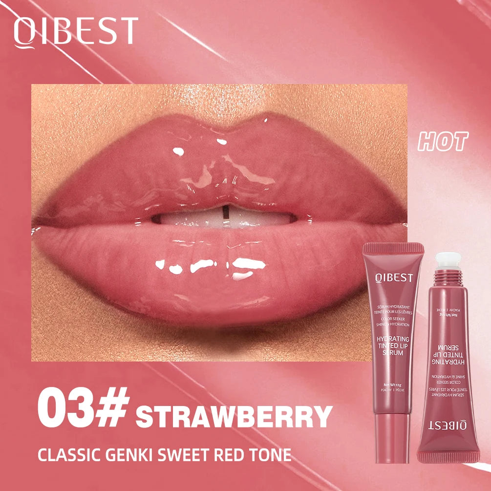 QIBEST Watery Crystal Clear Jelly Lip Oil Lip Balm Moisturizing Smoothing Lip Lines Jelly Pout Lip Gloss Glass Tinted Lip Glaze