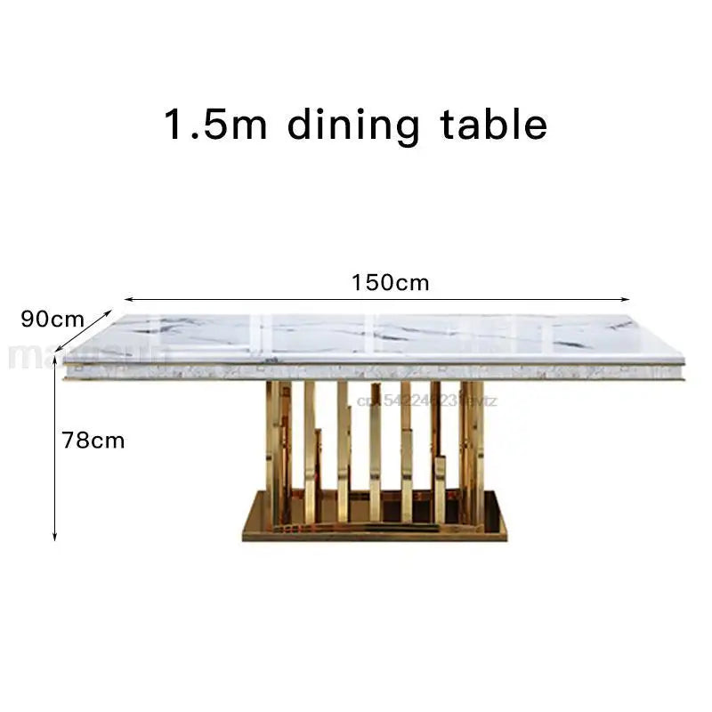 Luxury White Marble Dining Table And Chair Combination Rectangular Kitchen Tables Italian Type Large Concise Modern Furniture - Kimlud