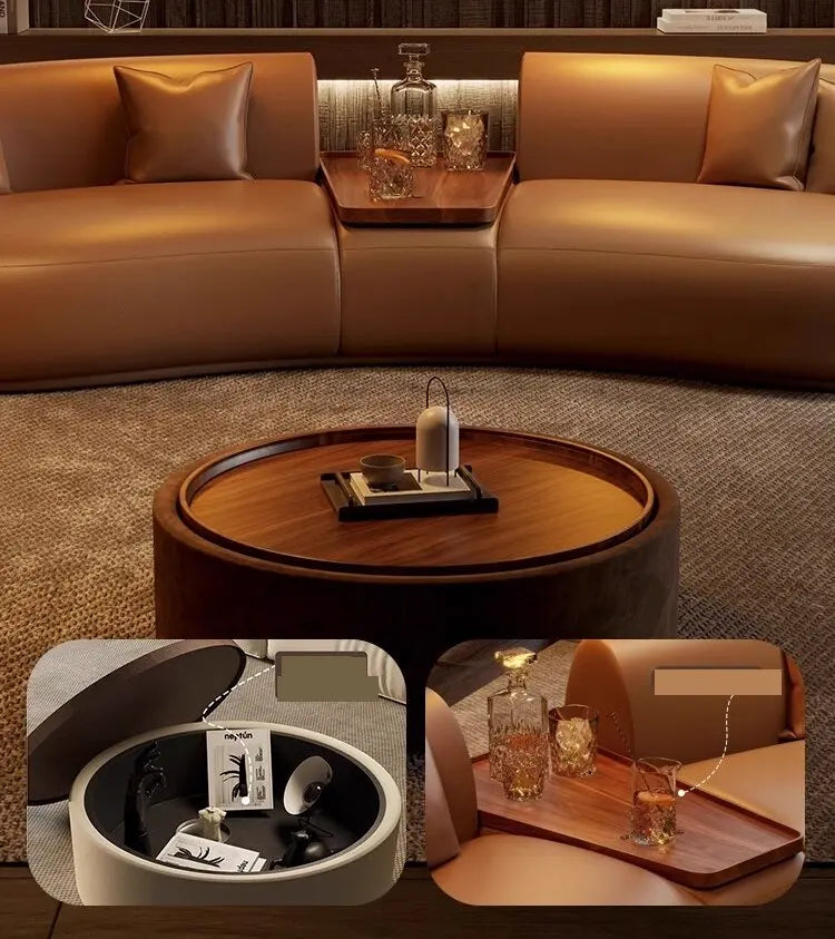 Italian curved leather sofa, premium luxury living room, beauty salon, office and reception area furniture - Kimlud