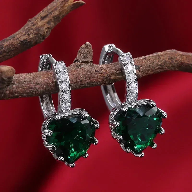 Fashionable Banquet Elegant Emerald Cubic Zirconia Earrings, High-end Inlaid Wedding Style Swaying Jewelry Accessories |...