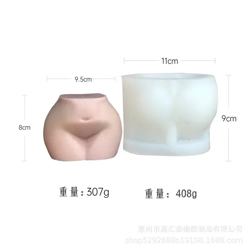 3D Large Hip Candle Mold Plump Ass Torso Candle Silicone Mold Buttock Scented Candle Aromatherapy Women Chest Soap Plaster Mould