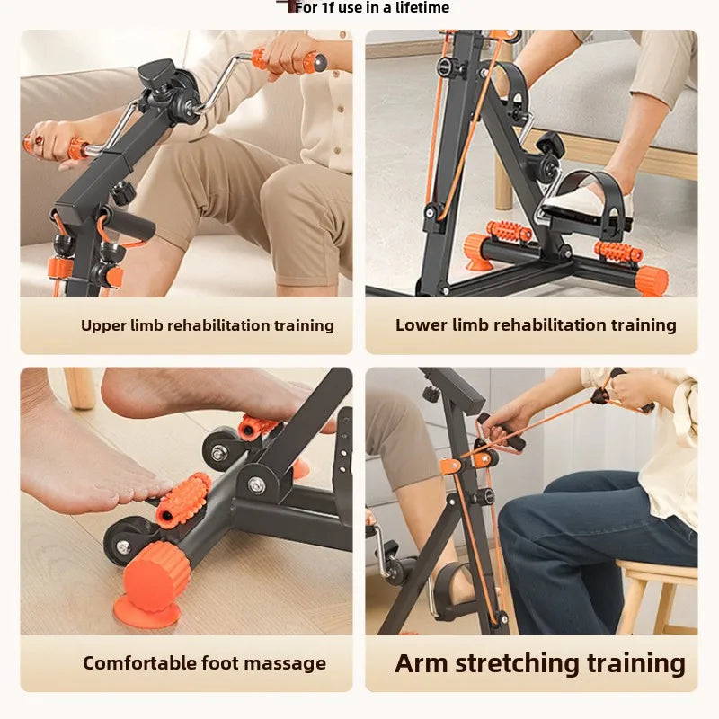4-in-1 Upper and Lower Limb Pedal Exercise Bike Massage and Stretch Cycling Stepper Pedal Exerciser for Rehabilitated Seniors