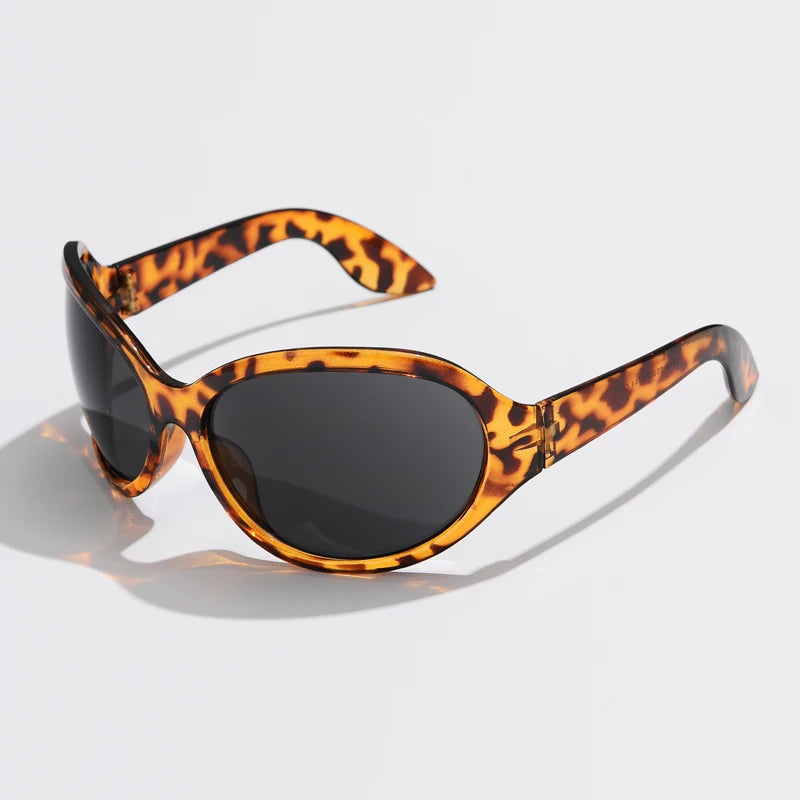 Motorcycle Fashion Brand Y2K Punk Sunglasses Goggle New Women Men Oval Sports Sun Glasses Female Oversized Driving Goggles - Kimlud
