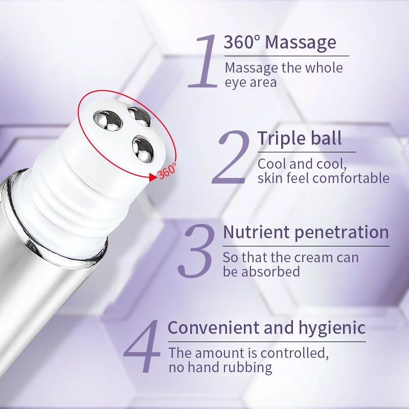 O'CHEAL Anti Wrinkle Anti Dark Circle Eye Cream Roller Massager Moisturizing Eye Bags Anti Aging Hyaluronic Acid Eye...