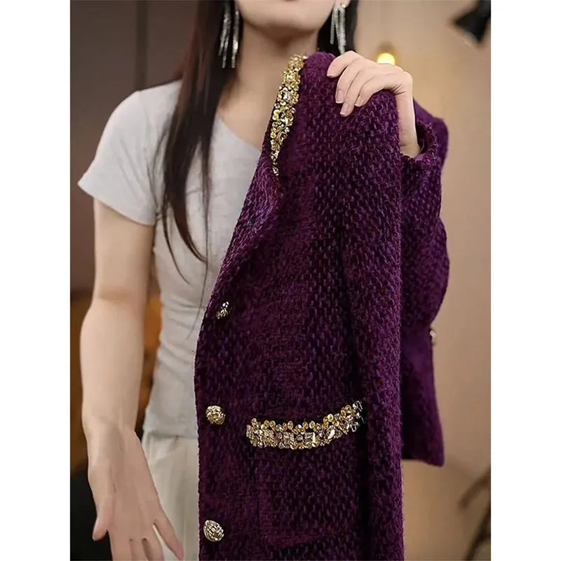 High-Quality Small Fragrance Coat Female 2025Heavy Industry New Short Jacket Women French Outwear Temperament Tweed Overwear Top