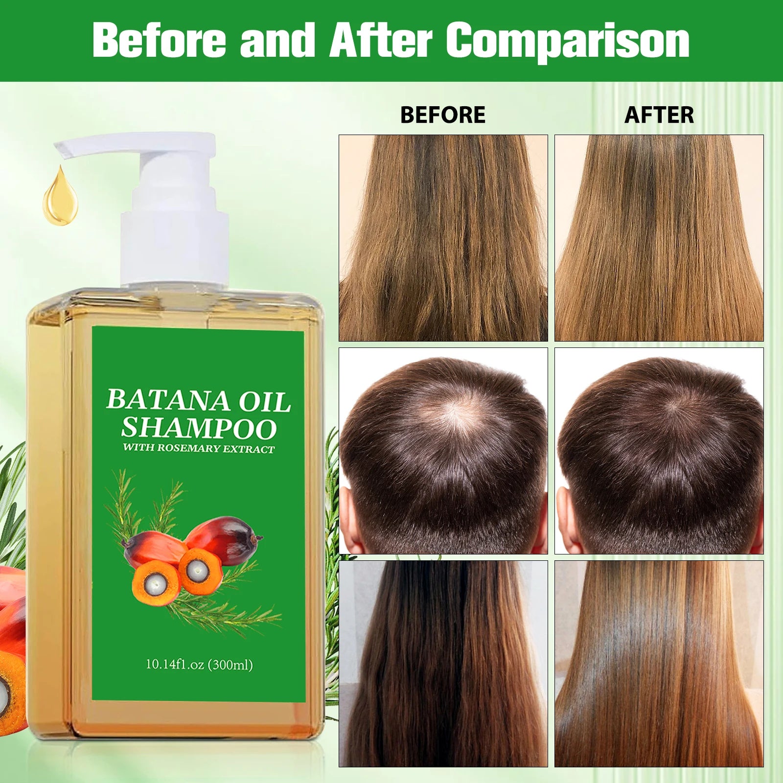 Batana Oil Shampoo & Conditioner Set Hair Strengthens Anti Loss Restore Damaged Cleansing Dandruff Control Hair Growth...