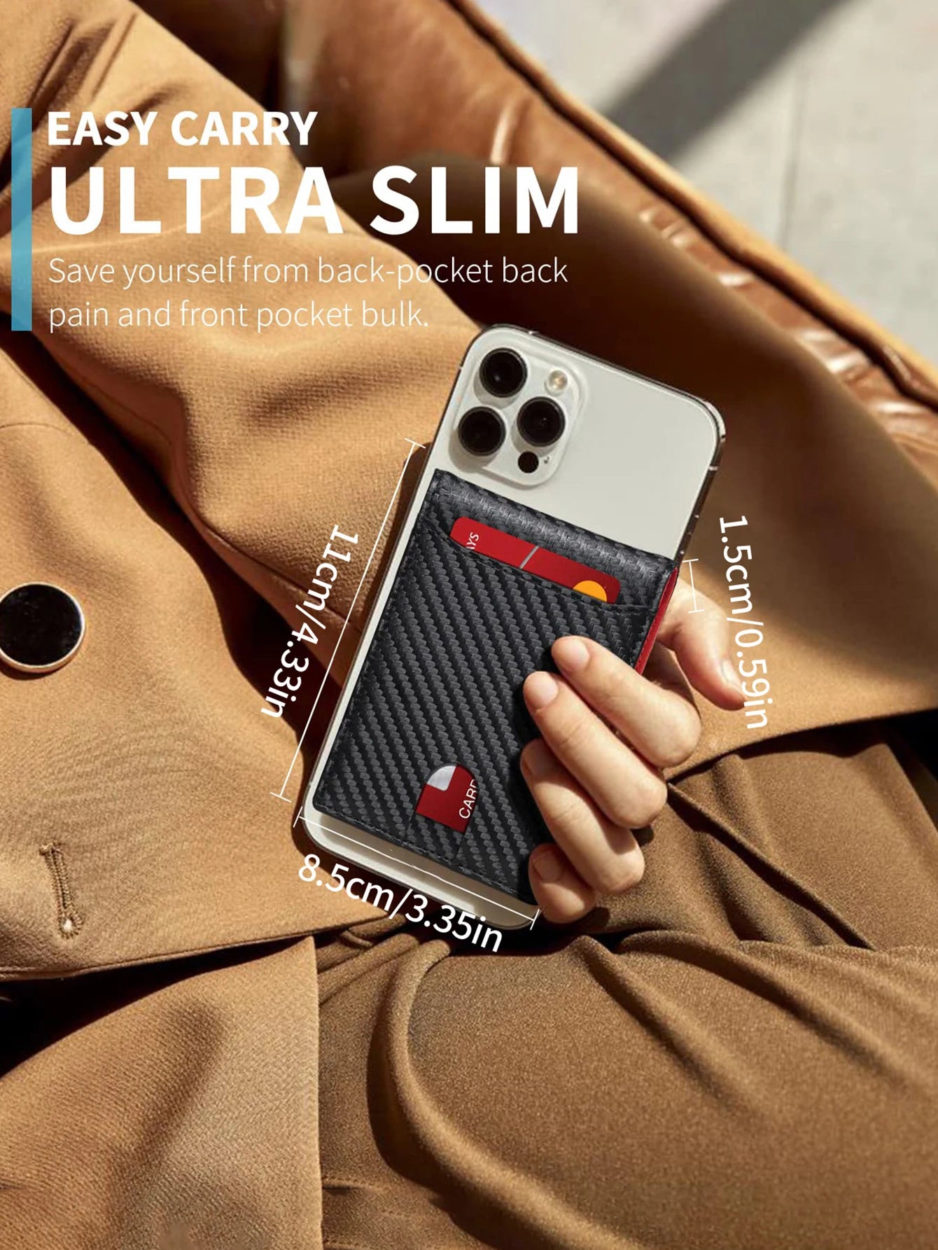 Men's Ultra-Thin RFID Blocking Leather Wallet Bi-Fold Front Pocket Wallet Large Capacity 8 Card/Short Card Holder with ID Window