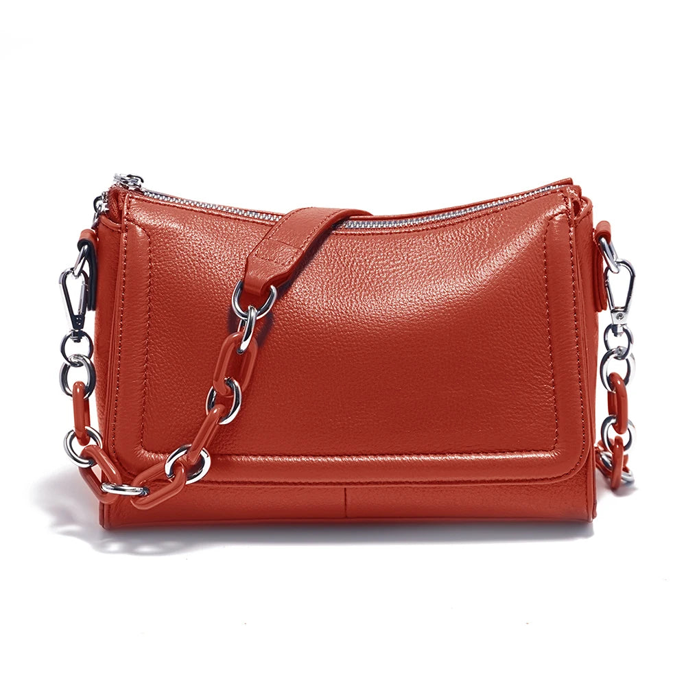 Zency Acrylic Chain Handbag Soft Leather Top-Handle Women's Luxury Small Underarm Crossbody Bag White Fashion Shoulder |...