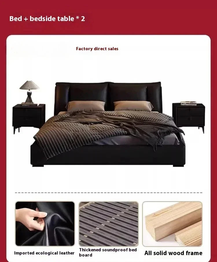 180X200cm Double Luxury King Size Bed with Office Headboards Racks and Frame Bedroom Sets Full Set Furniture Bed with...