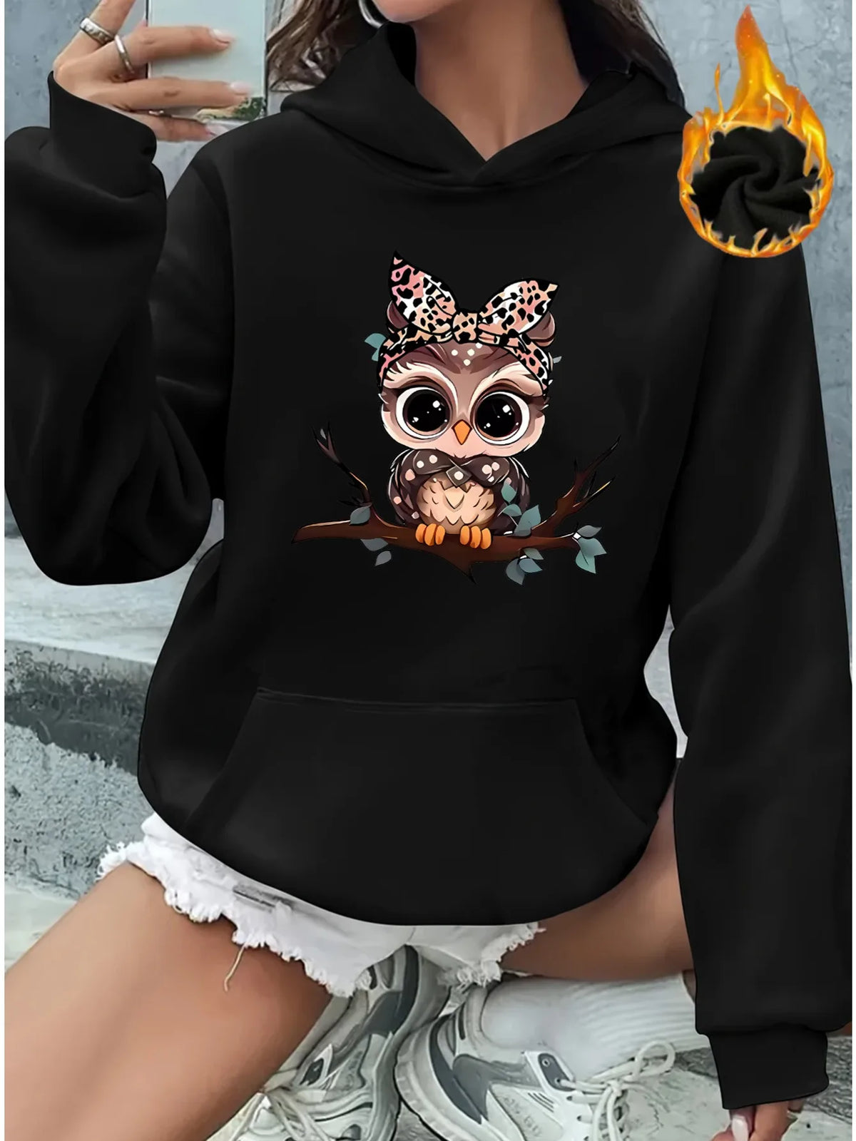 Basic Polyester Hoodie Alphabet Print 100_ Polyester Women Autumn and winter Comfortable Pullover Crewneck Loose Female Clothes