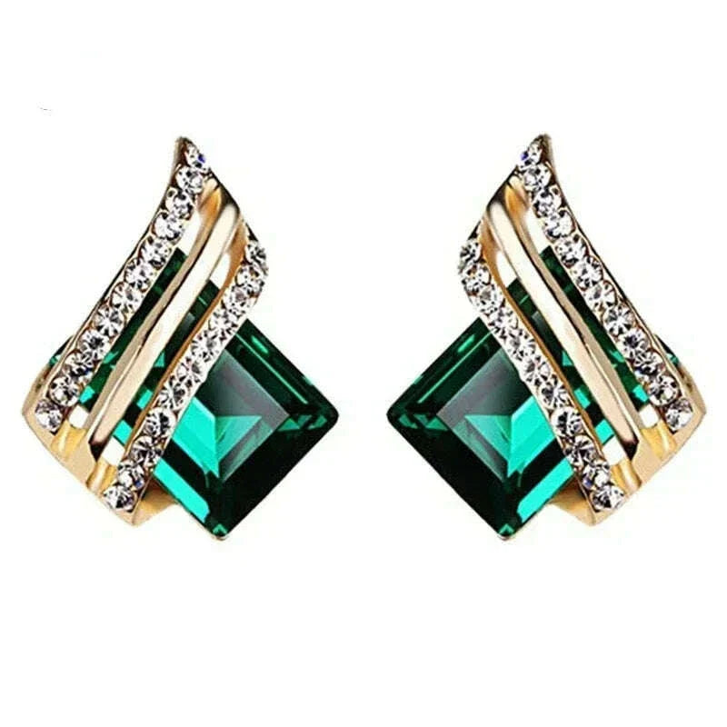Fashion Gold-plated Zircon Earrings Crystal Earrings Engagement Earrings for women Princess Jewelry Birthday Anniversary Gifts