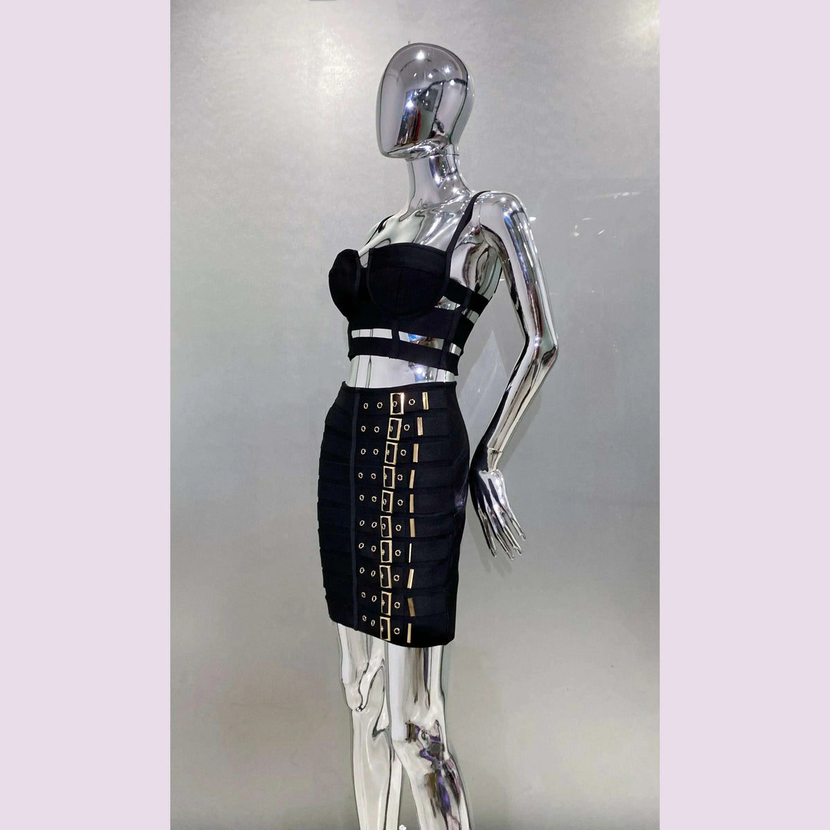 2023 New Arrival Women Sexy Bandage Tops Fashion Pencil Skirts Set Nightclub Party Celebrate Women's Set High Quality