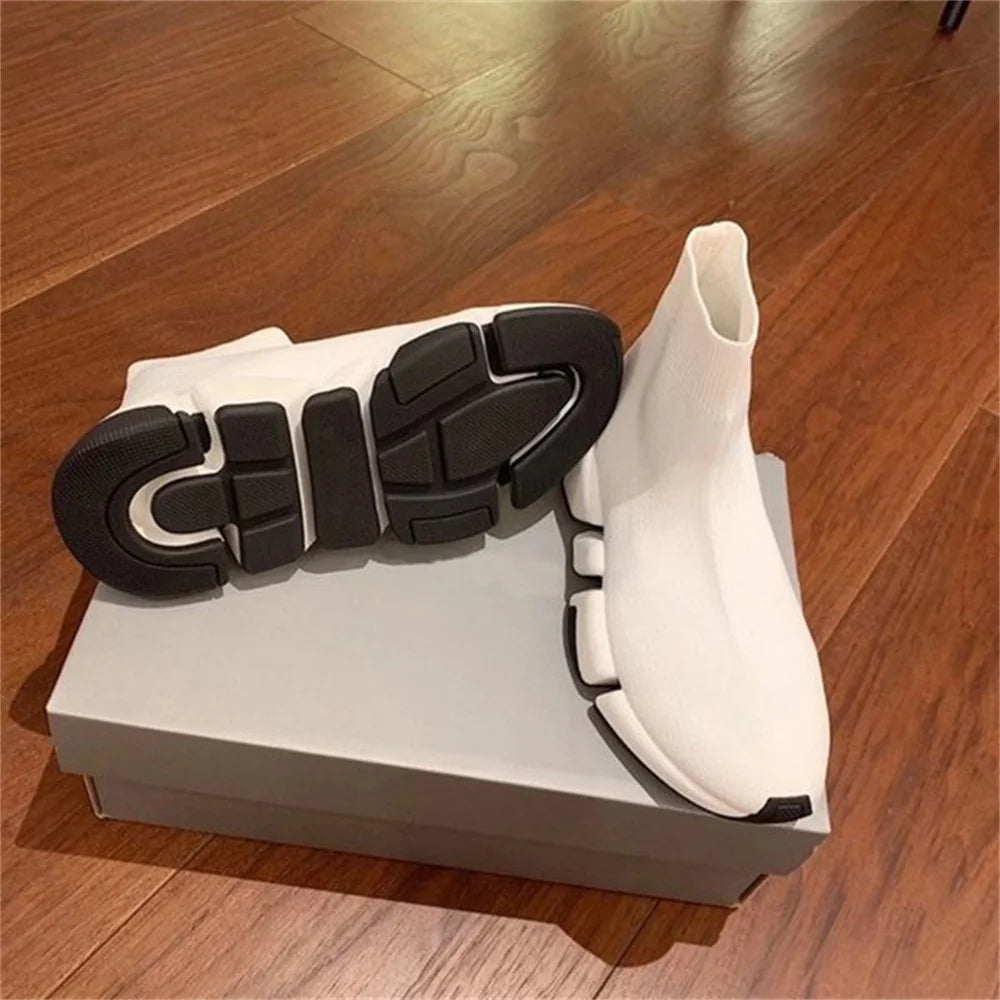 Hot Black High Top Women Socks Shoes Sneakers Breathable Couples Casual Sports Shoes Comfy Platform Sock Sneakers Men - Kimlud