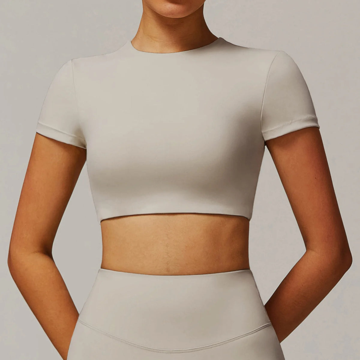 Women Sports Top O-Neck Yoga Crop Tops Short Sleeve Backless Padded Fitness Shirts Push Up Workout Gym T-shirt Running Tights - Kimlud