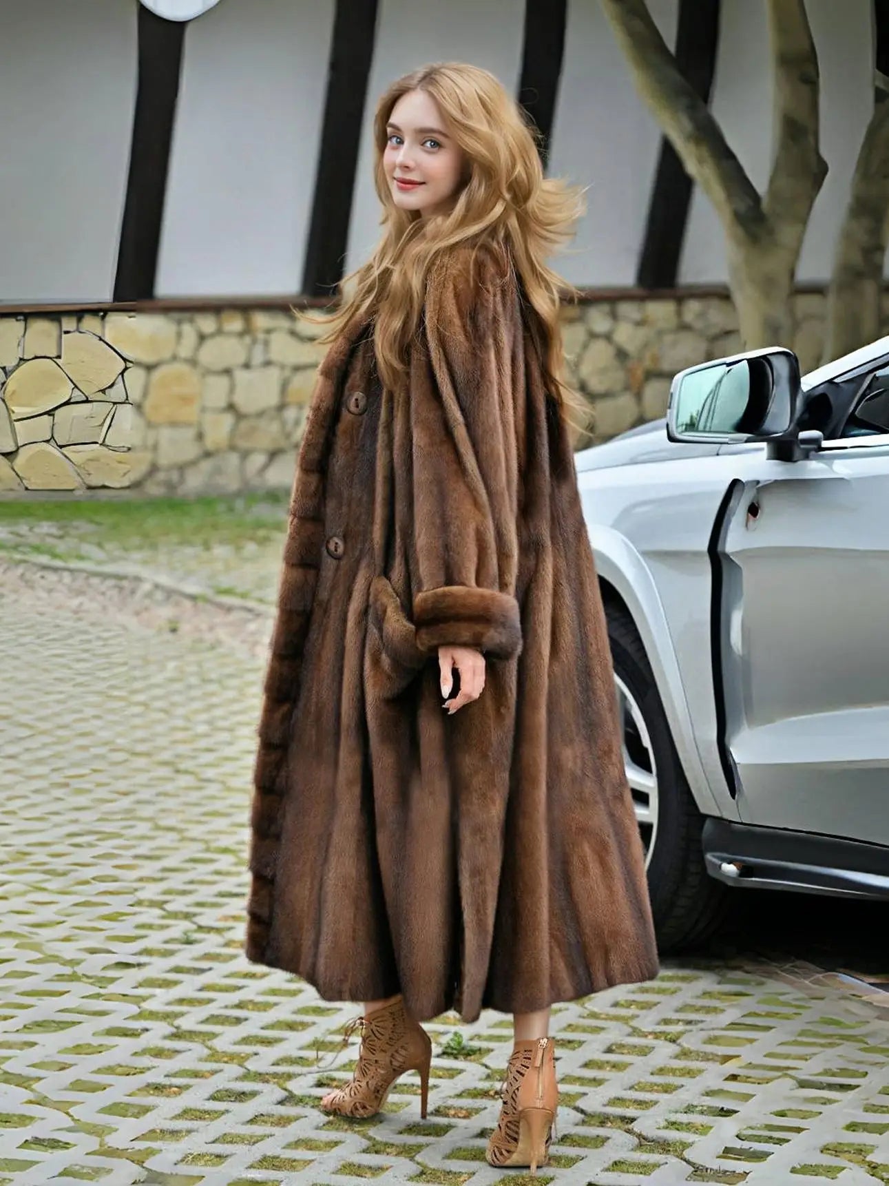 Women's Dark Brown Faux Mink Fur Coat 2025 Winter Long Length Fluffy Warm Luxury Jacket for Daily Party Streetwear |...