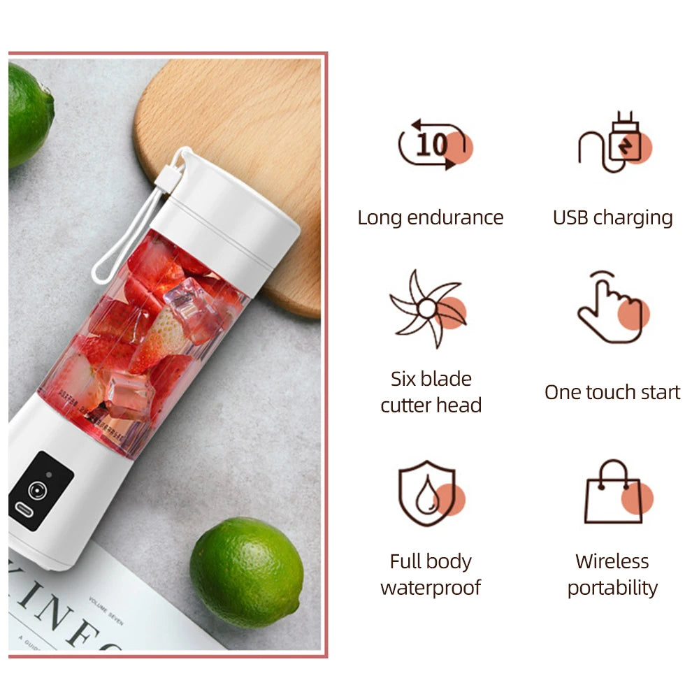 Mini Portable Blender for Smoothies Fresh Juice Fruit Juicer Mixer Cup with Rechargeable 2000mAh USB Blenders for Kitchen