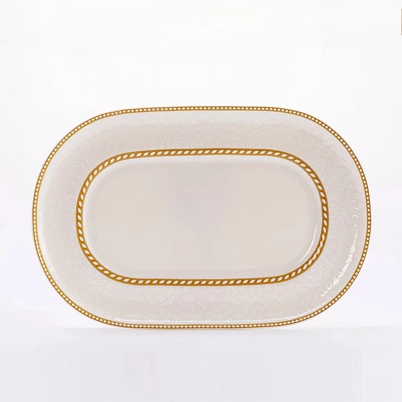 2025 New Jingdezhen Dishes Tableware Free Combination Household High-grade Bone China Tableware Housewarming Relief Rose