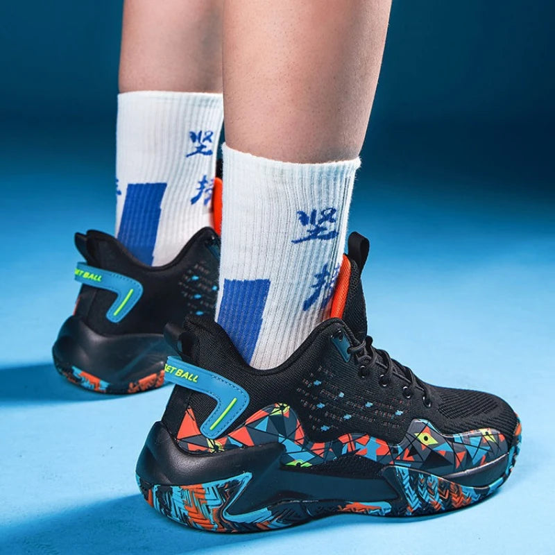 High Quality Men Basketball Shoes Brand Men Sneakers Luxyry Design Mesh Breathable Sports Shoes High Top Anti-slip Casual Shoes - Kimlud